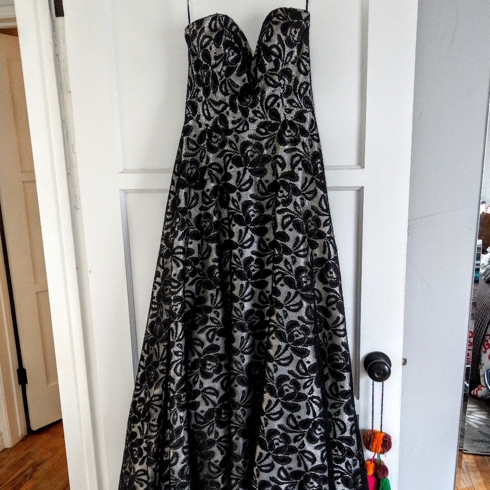 Long black floral gown